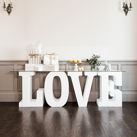 WOODEN LETTERS 'LOVE' as TABLE STAND 