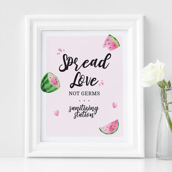 portrait with an image that says: spread love not germs