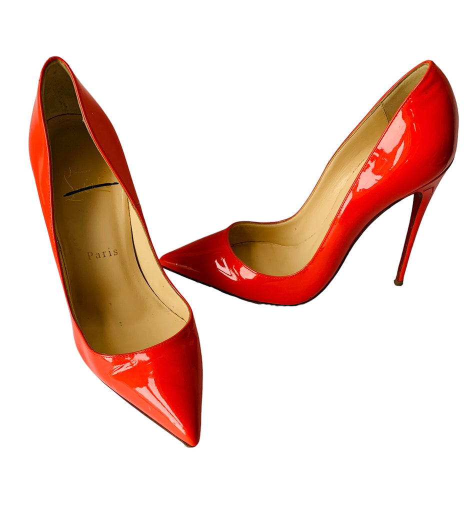 Christian Louboutin Orange Patent Stiletto Leather So Kate Pumps Si...