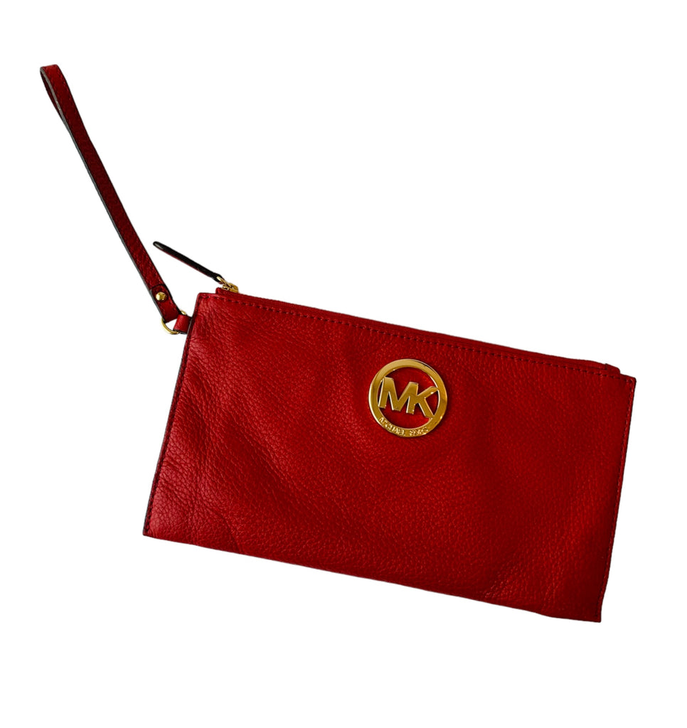 Michael Michael Kors Red Pebble Grain Leather Wristlet by C&J C...