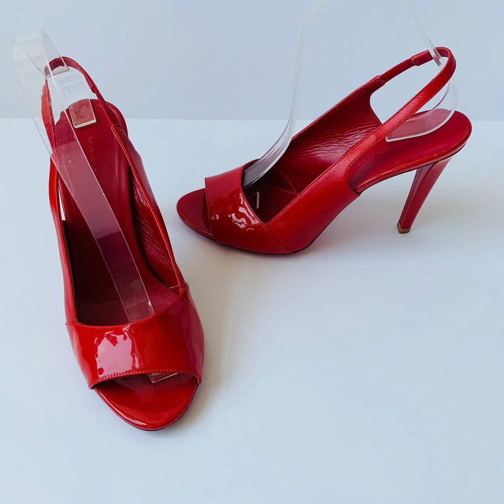 Red Open Toe Slingback Heels Size 40 C&J Collecti...