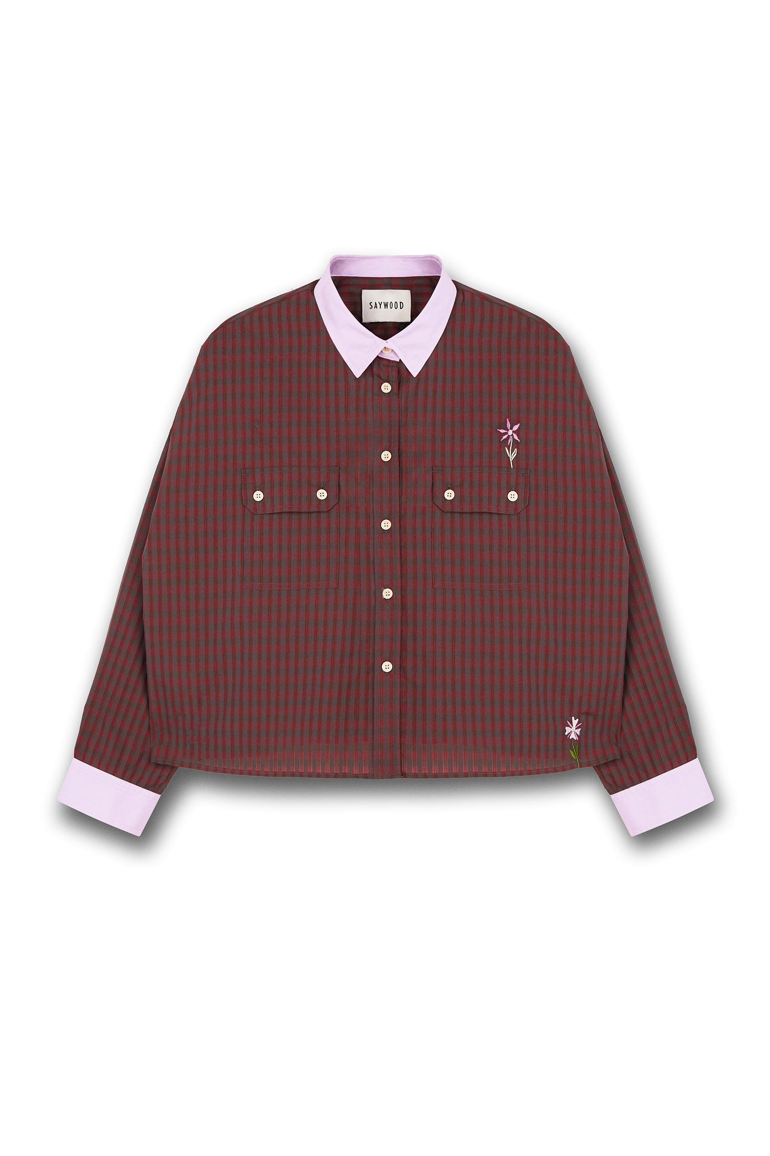Red Check Boxy Shirt, Jules Utility Shirt by Saywood, made in London