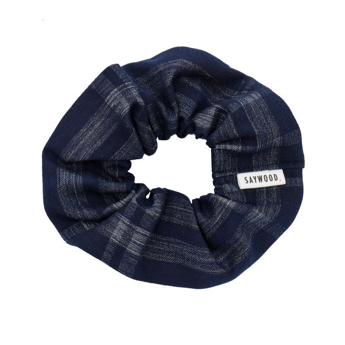 Navy Check Scrunchie by Saywood: cut from fabric offcuts and to be zero waste
