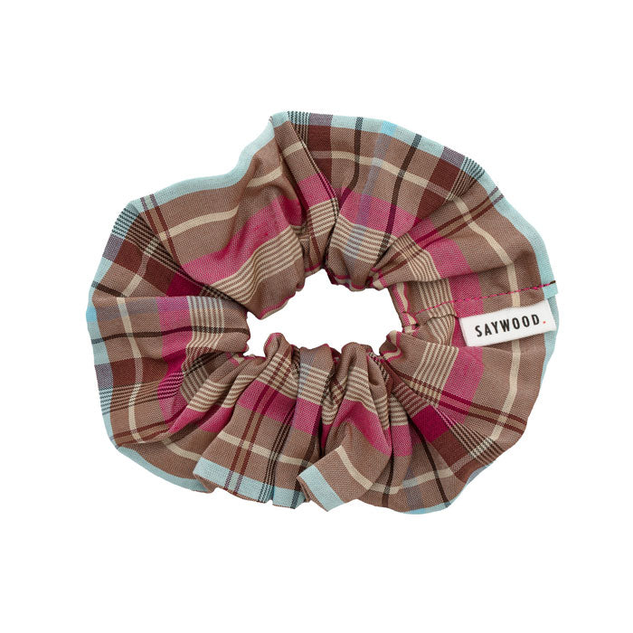 Silky Pink Check Scrunchie by Saywood: cut from fabric offcuts and to be zero waste