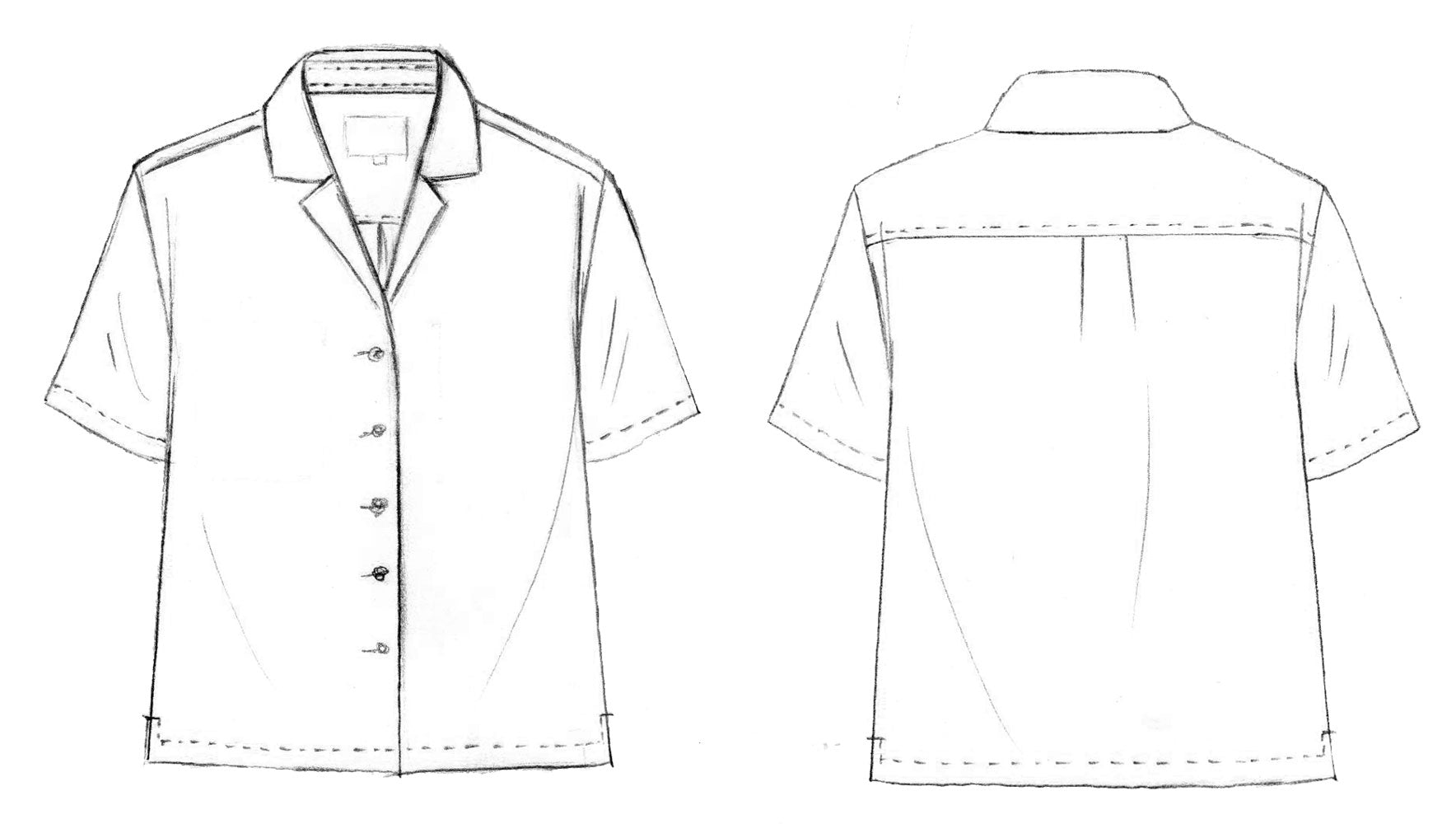 Unisex Bowling Shirt Sketch by Saywood
