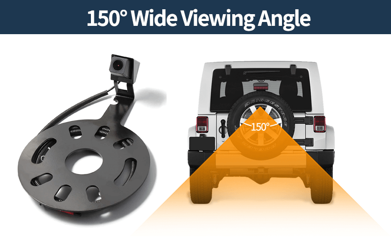 Jeep JL Spare Tire Mount Backup Camera with Mirror Monitor