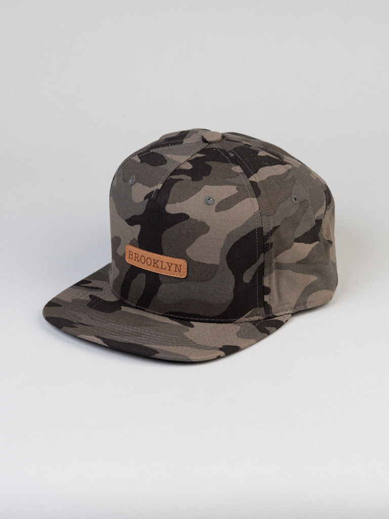 Cammo snapback hat with custom Brooklyn patch - ID Mens