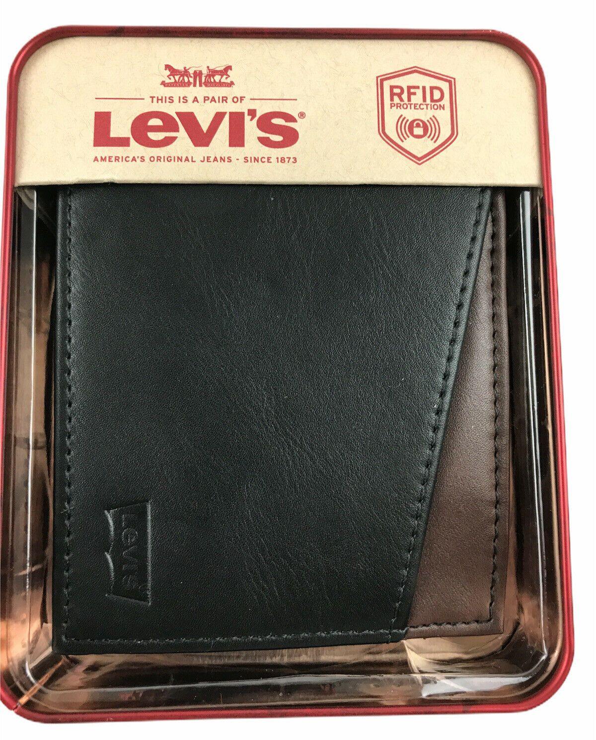 Levi's Men's RFID Credit Card ID Bifold Wallet Black | Bellara UAE