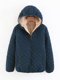 Momnfancy Pockets Hooded Zipper Maternity Winter Coat