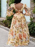 Momnfancy V-neck Floral Vacation Bohemian Maternity Maxi Dress