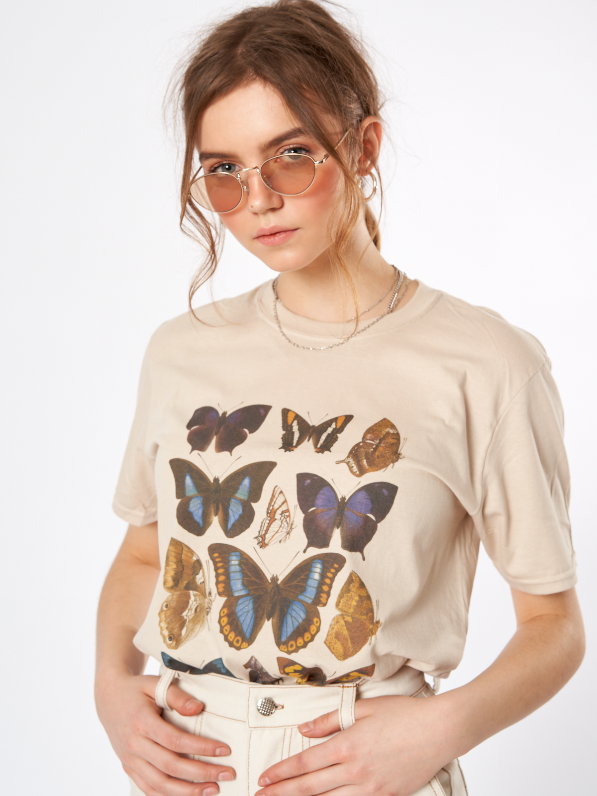 Butterflies Oversized Tee T Shirt Top Womens Ladies Grunge 90s Art ...