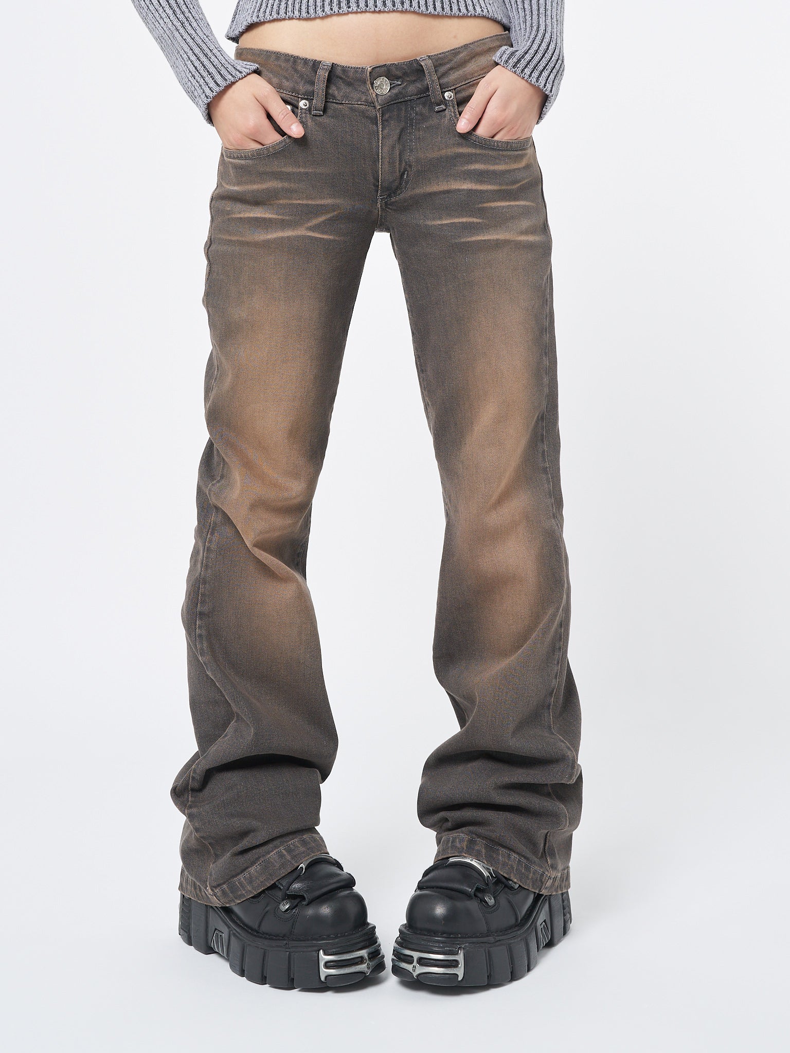 Eve Y2k Olive Green Cargo Flare Pants