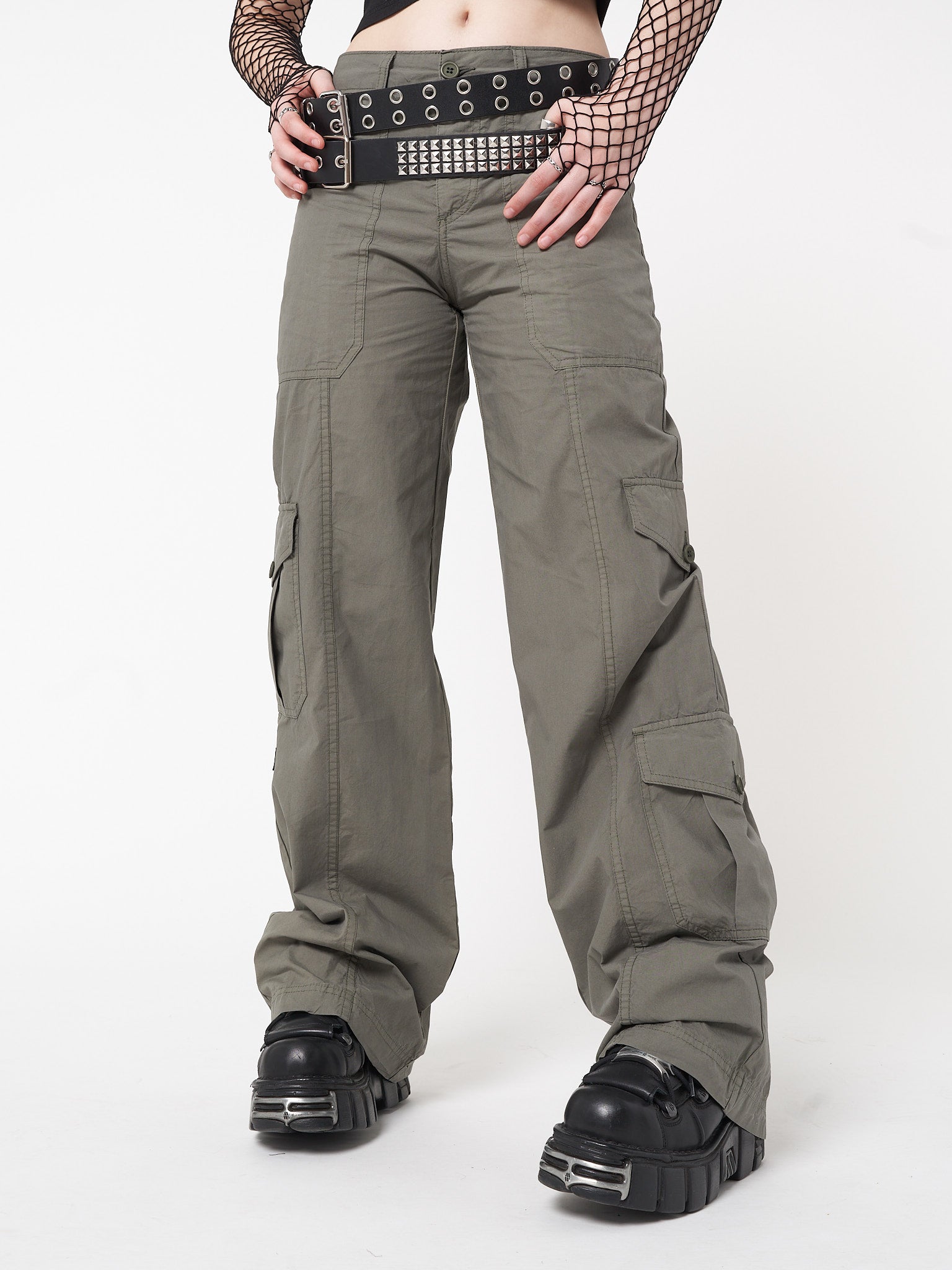 Ruched Low Waist Baggy Cargo Pants Y2K Green/Brown/White Low Waist –  KIWEKIWI