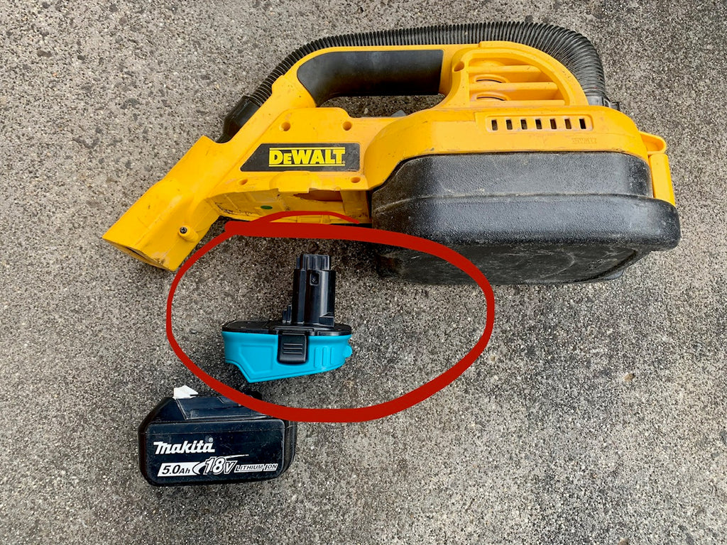 Milwaukee 18v slide on to Dewalt post style battery convertor