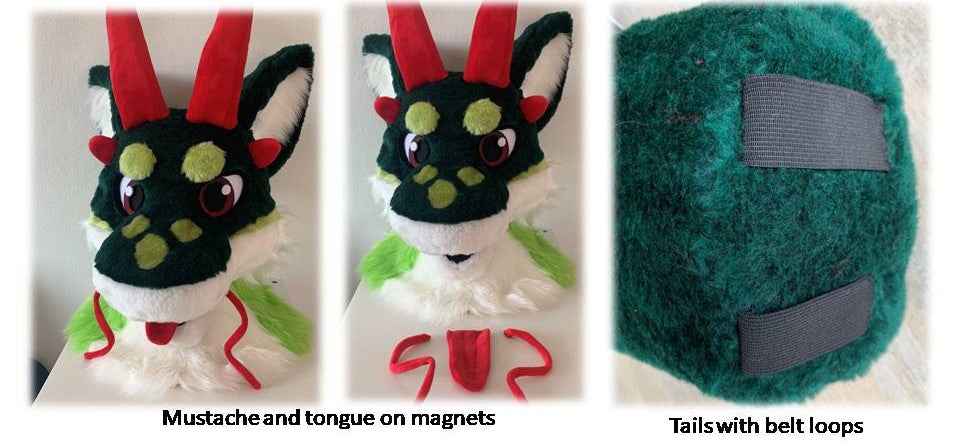 One and only costumes fursuit commissions - magnetic mustache and tongue