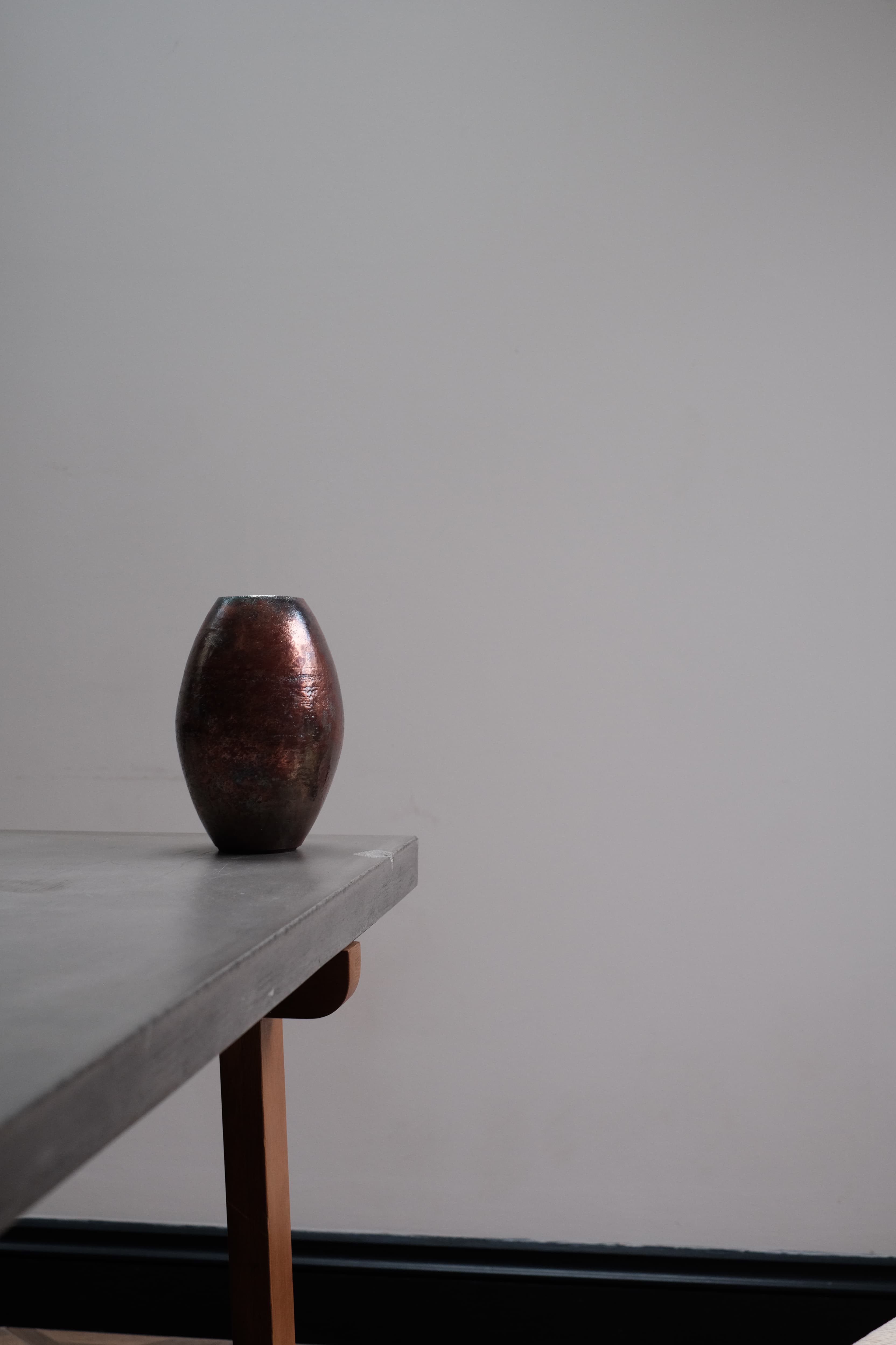 Raku copper vase