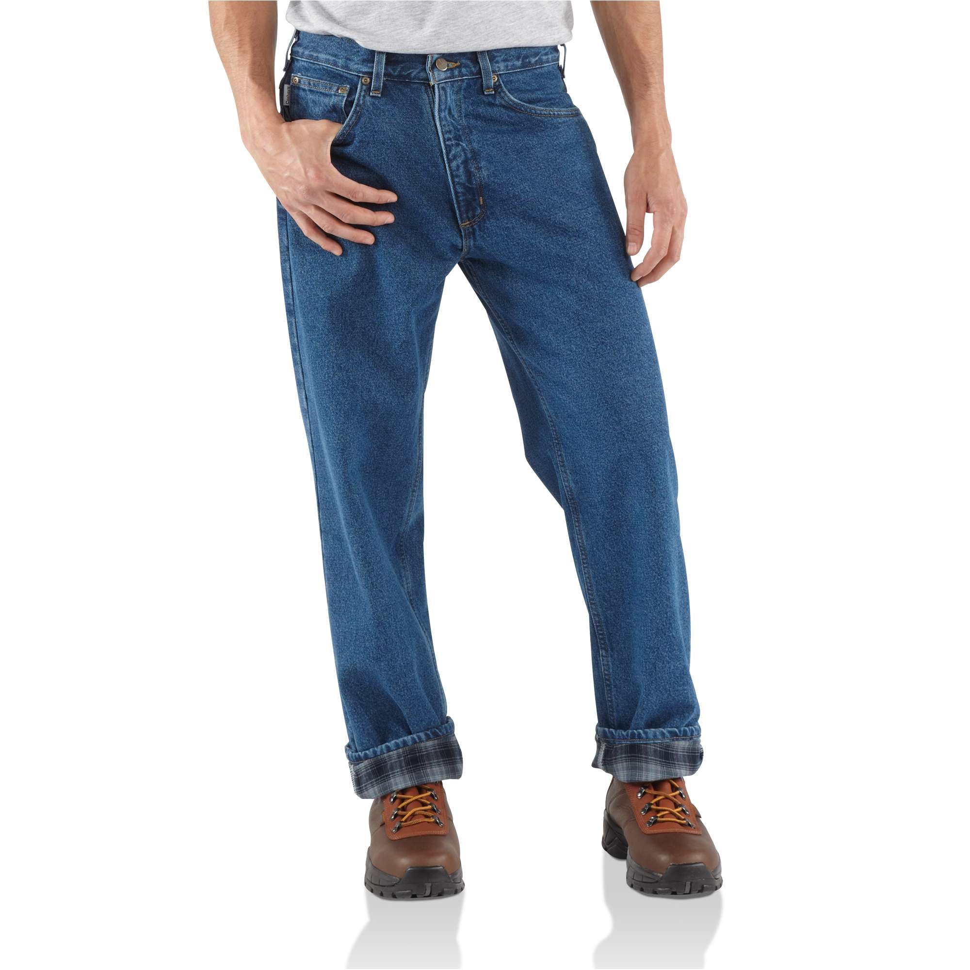 Carhartt Flannel Lined Relaxed Fit Straight Leg Jean (Darkstone ...