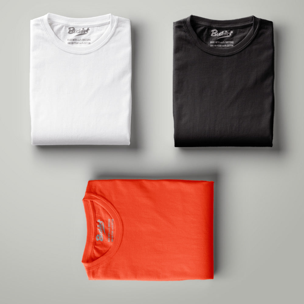 White T Shirt Black Tshirt Orange Tee Bushirt