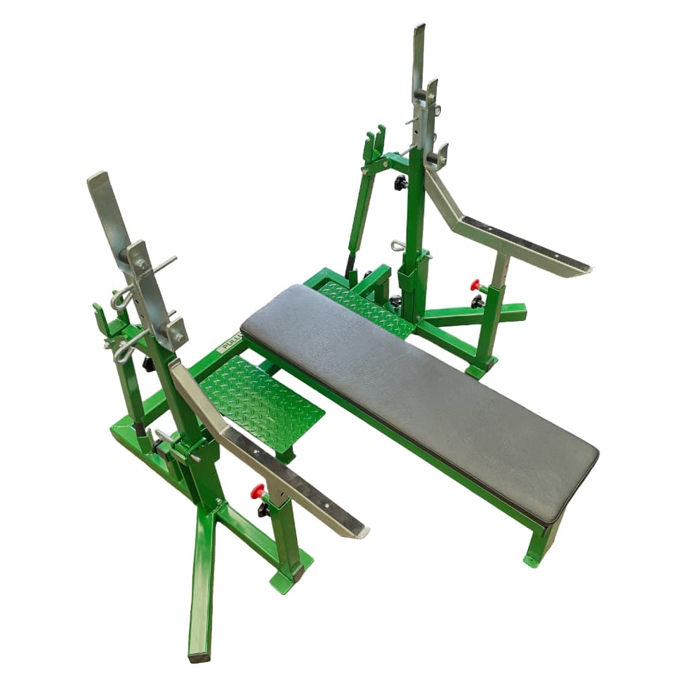 Weight bench finished in green