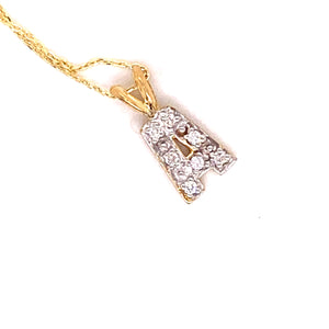 Your initial on two tone 14k gold and diamond necklace