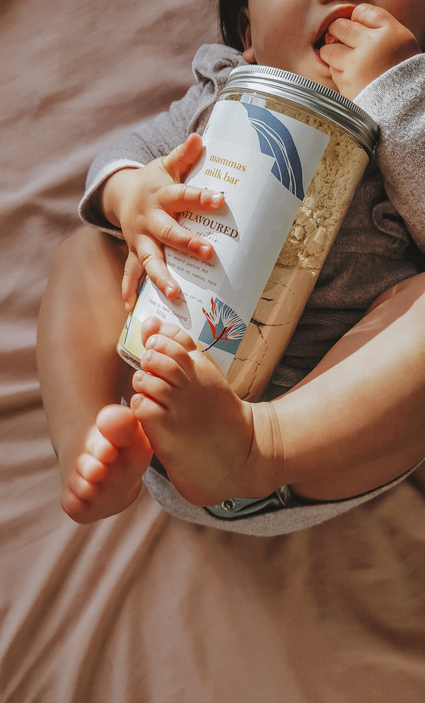 Child holding safe protein powder