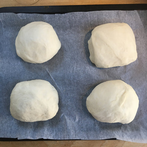4 balls of homemade pizza dough