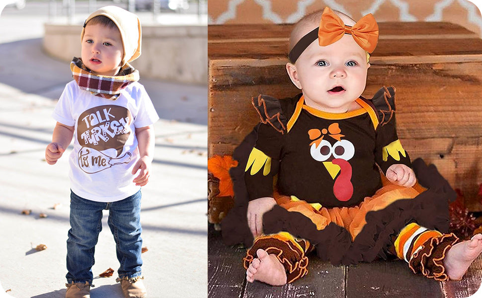 kids wearing thanksgiving outfits
