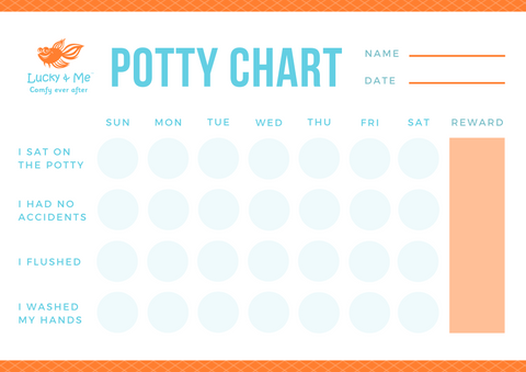 Printable teal and orange potty training reward chart for toddlers