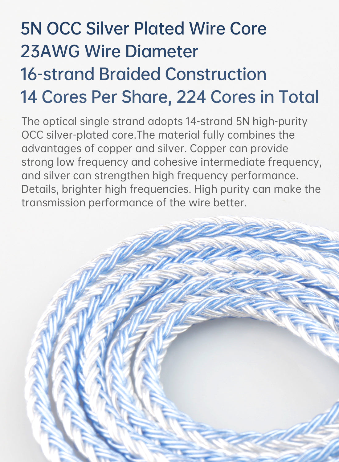 【KBEAR ST16】Crystal 16 Cores Upgrade Cable 5N Single Copper Silver-plated