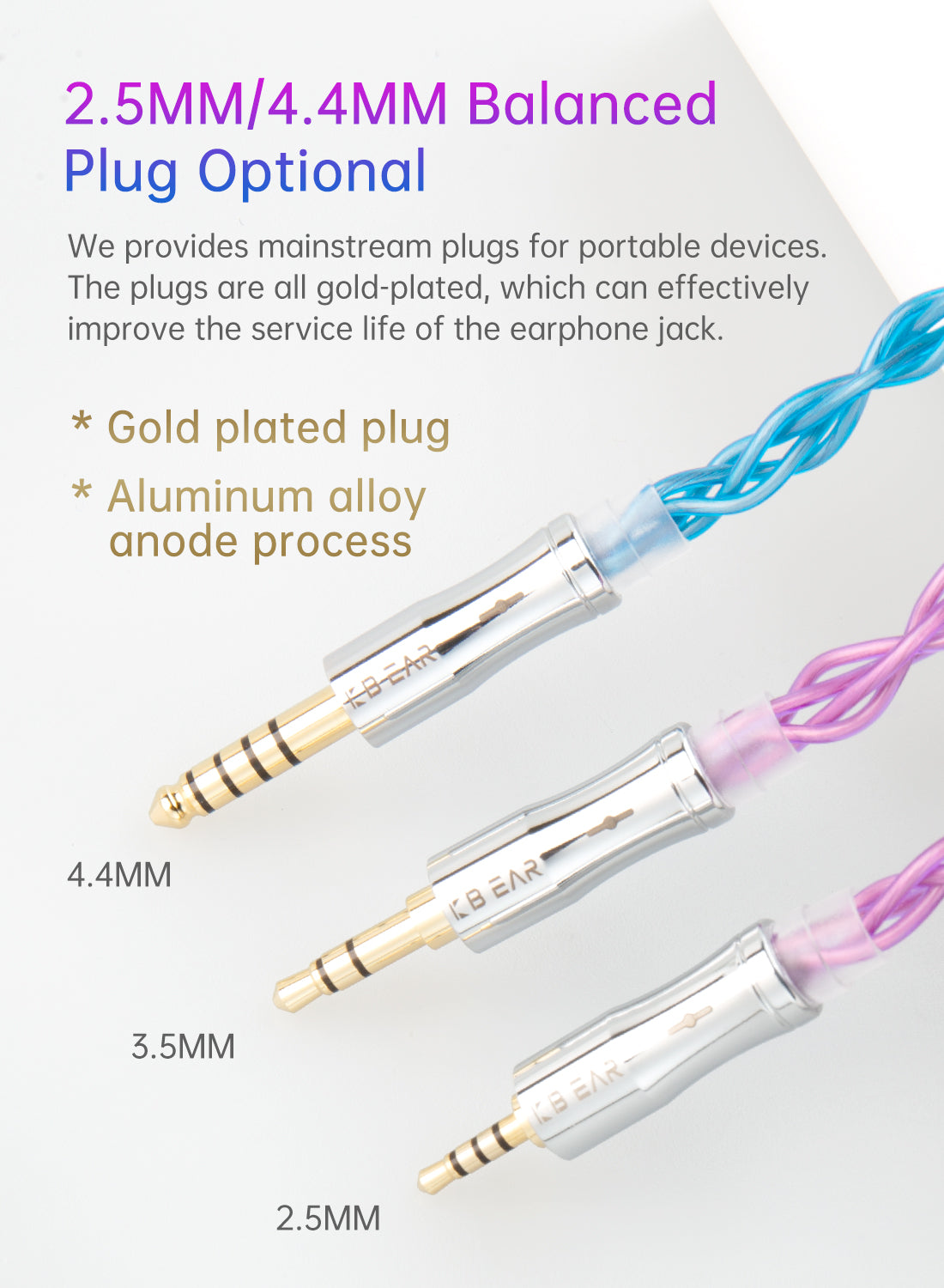 【KBEAR Glory】4 Core 6N Single Crystal Copper Upgraded Cable