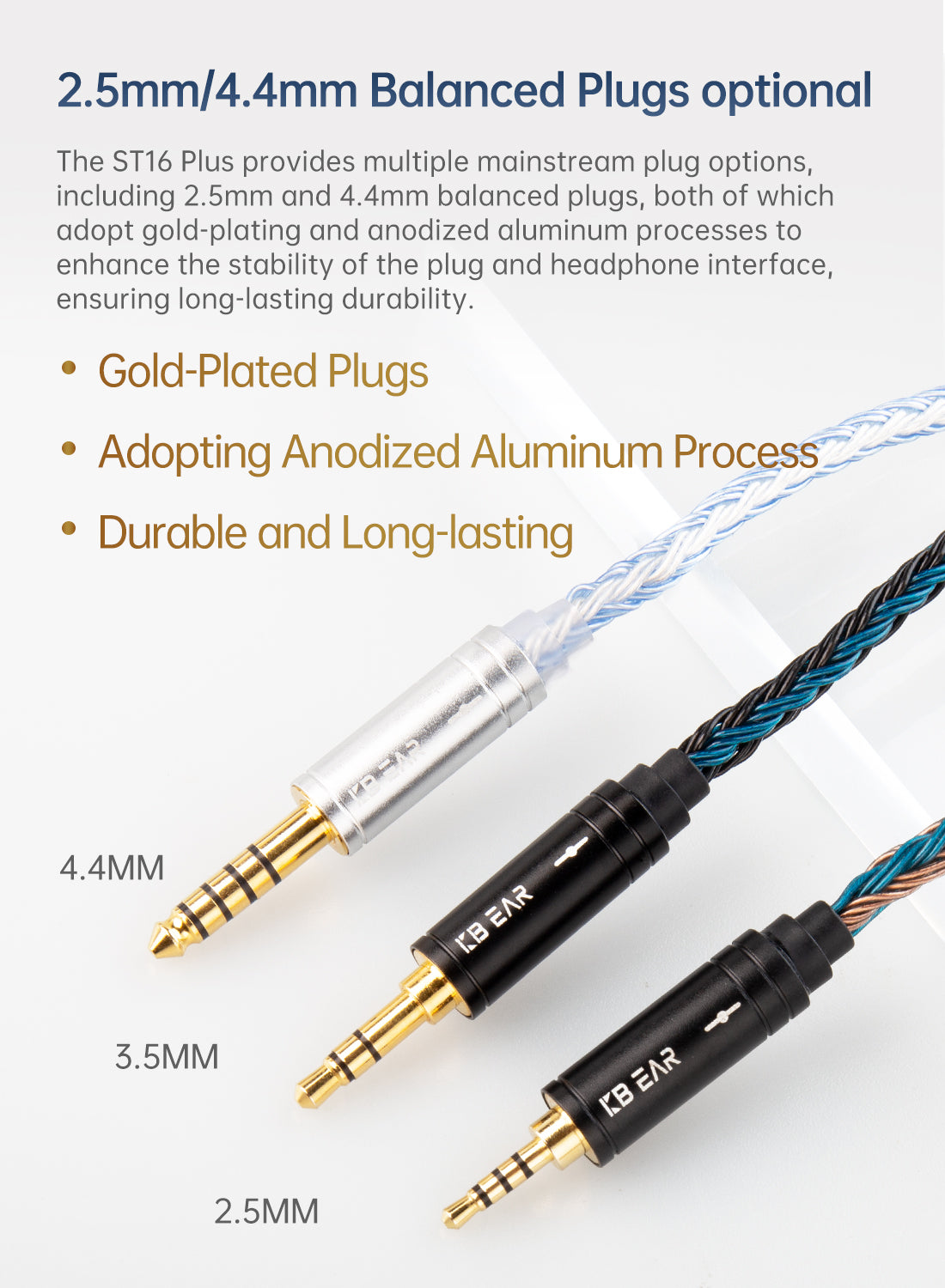 【KBEAR ST16 Plus】 Crystal 16 Cores 2M Long Upgrade Cable 5N Single Copper Silver-plated