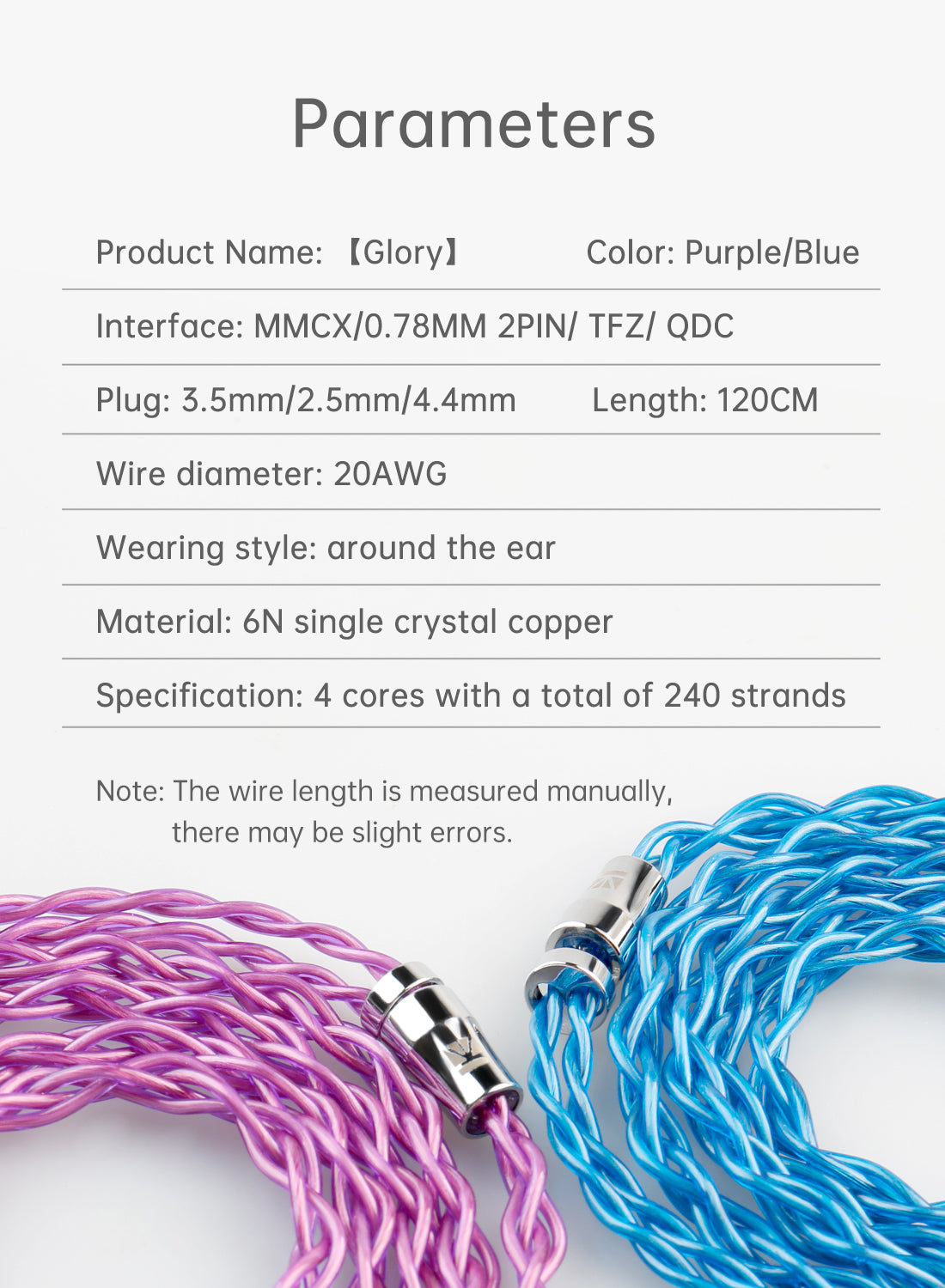 【KBEAR Glory】4 Core 6N Single Crystal Copper Upgraded Cable