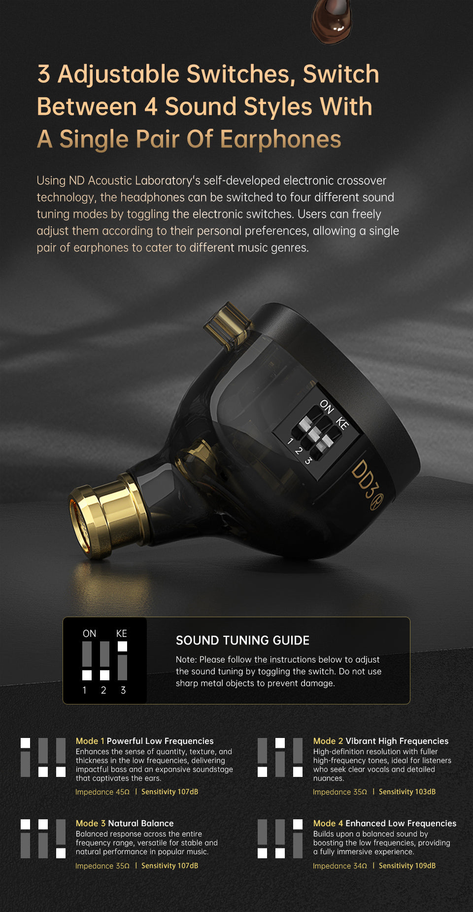 【ND DD3】HIFI In Ear Monitor Earphone Adjustable Shaped Dynamic Noise Cancelling Earbuds