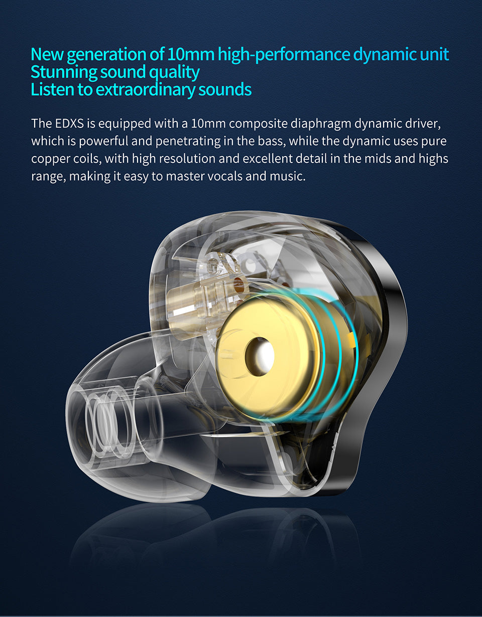 【KZ EDXS】HIFI Earphones Dynamic Monitor Bass Earbuds