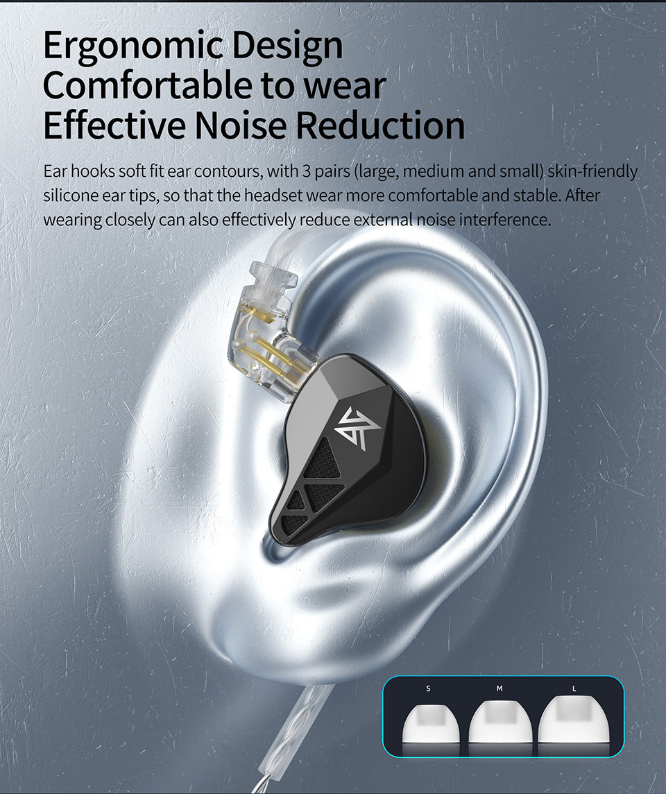 【KZ EDXS】HIFI Earphones Dynamic Monitor Bass Earbuds