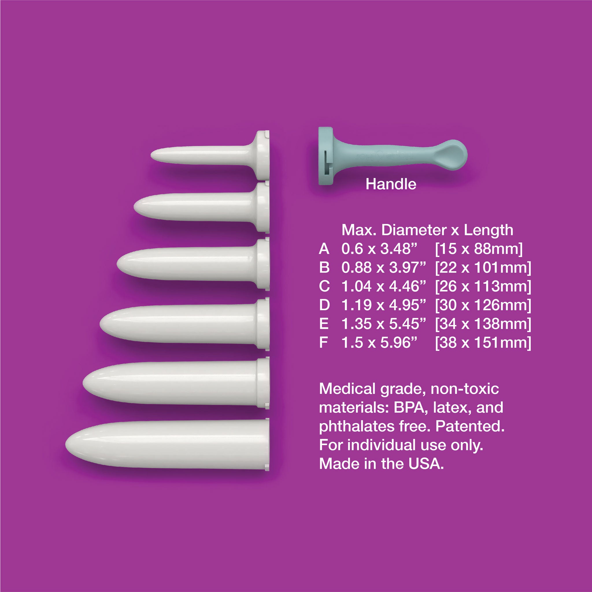 Vaginal Insert Set Six Inserts And Handle 9440