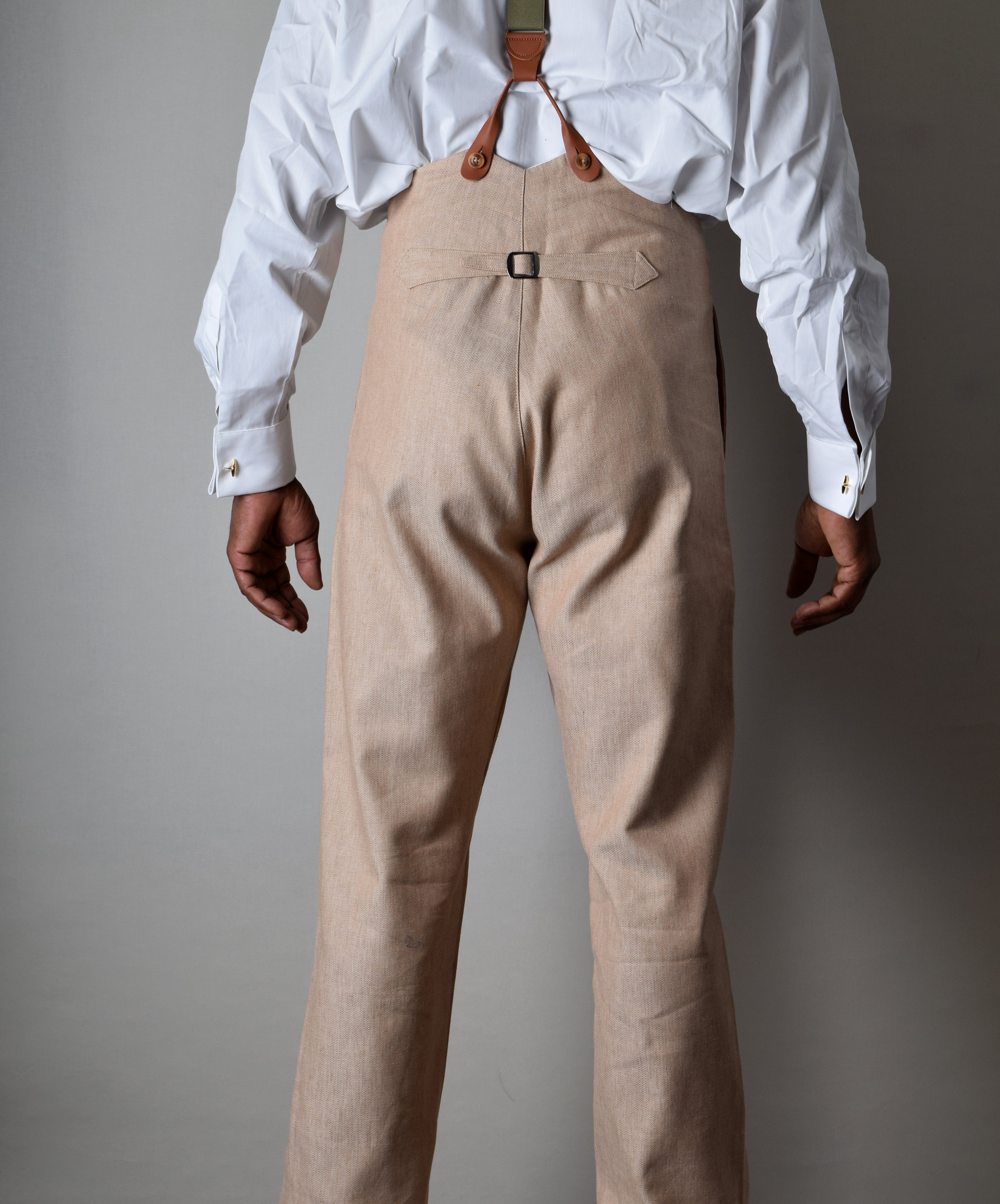 Cotton/Linen Biscuit Fishtail Back Trousers (TR450)