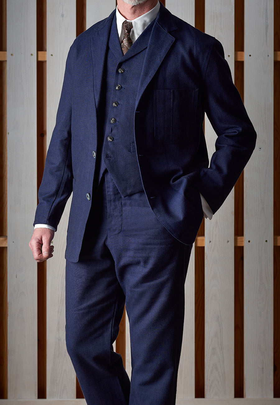 Cotton/Linen Blend Navy Blue Jacket (JA460)