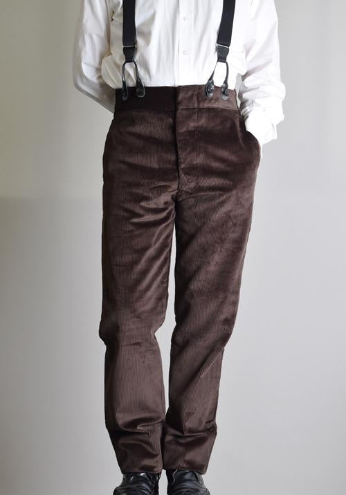 high waisted trousers with braces