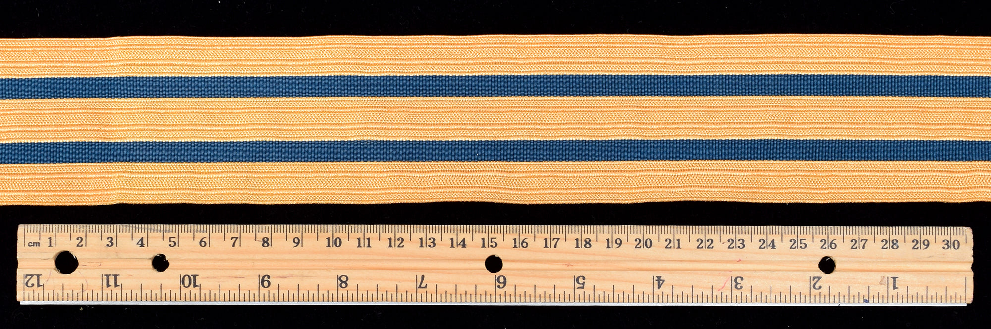 Wide Gold Coloured Military Braid with Navy Stripes  50mm (BDGS015)