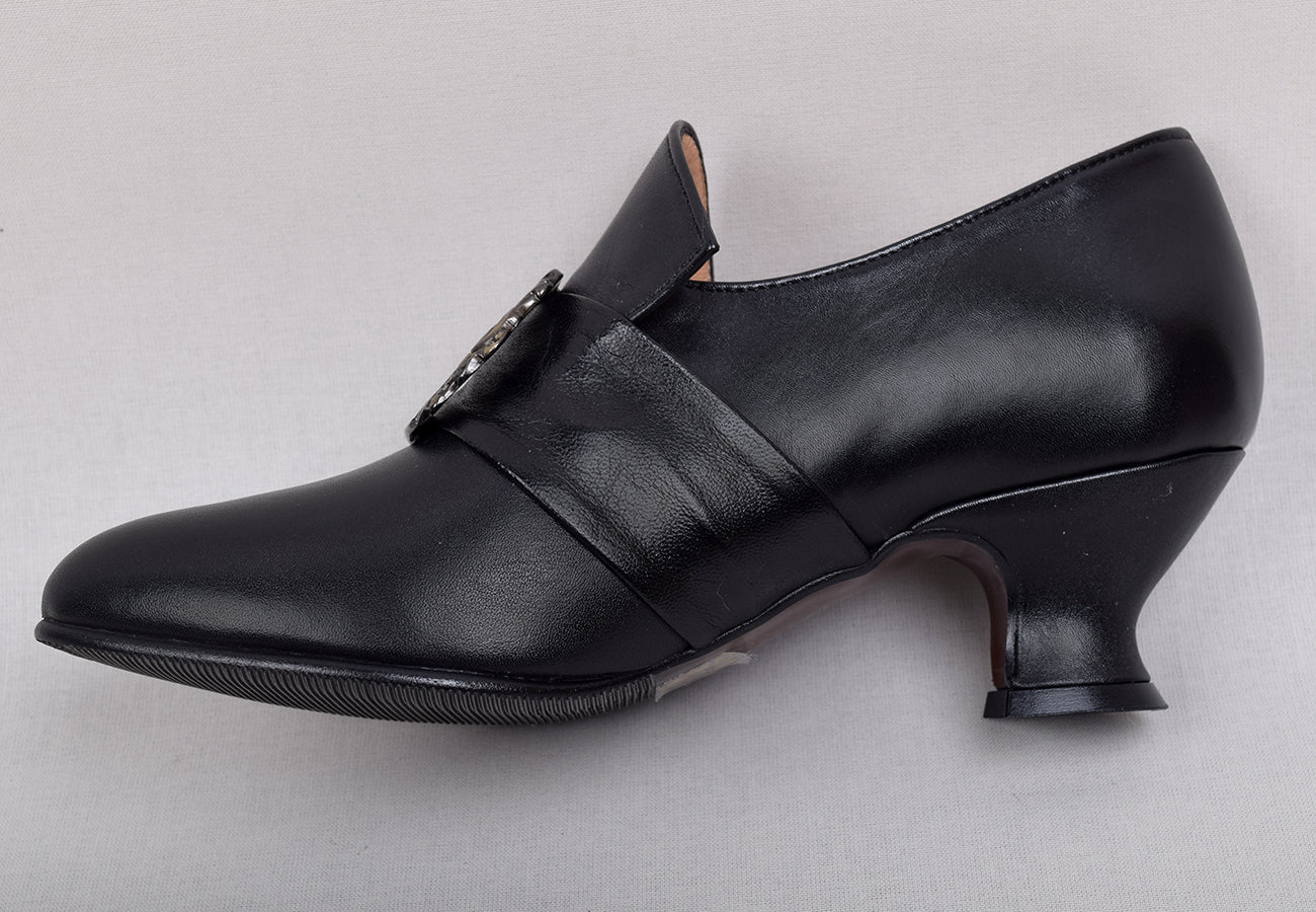 Ladies Leather Victorian Shoes Black (SP1900)