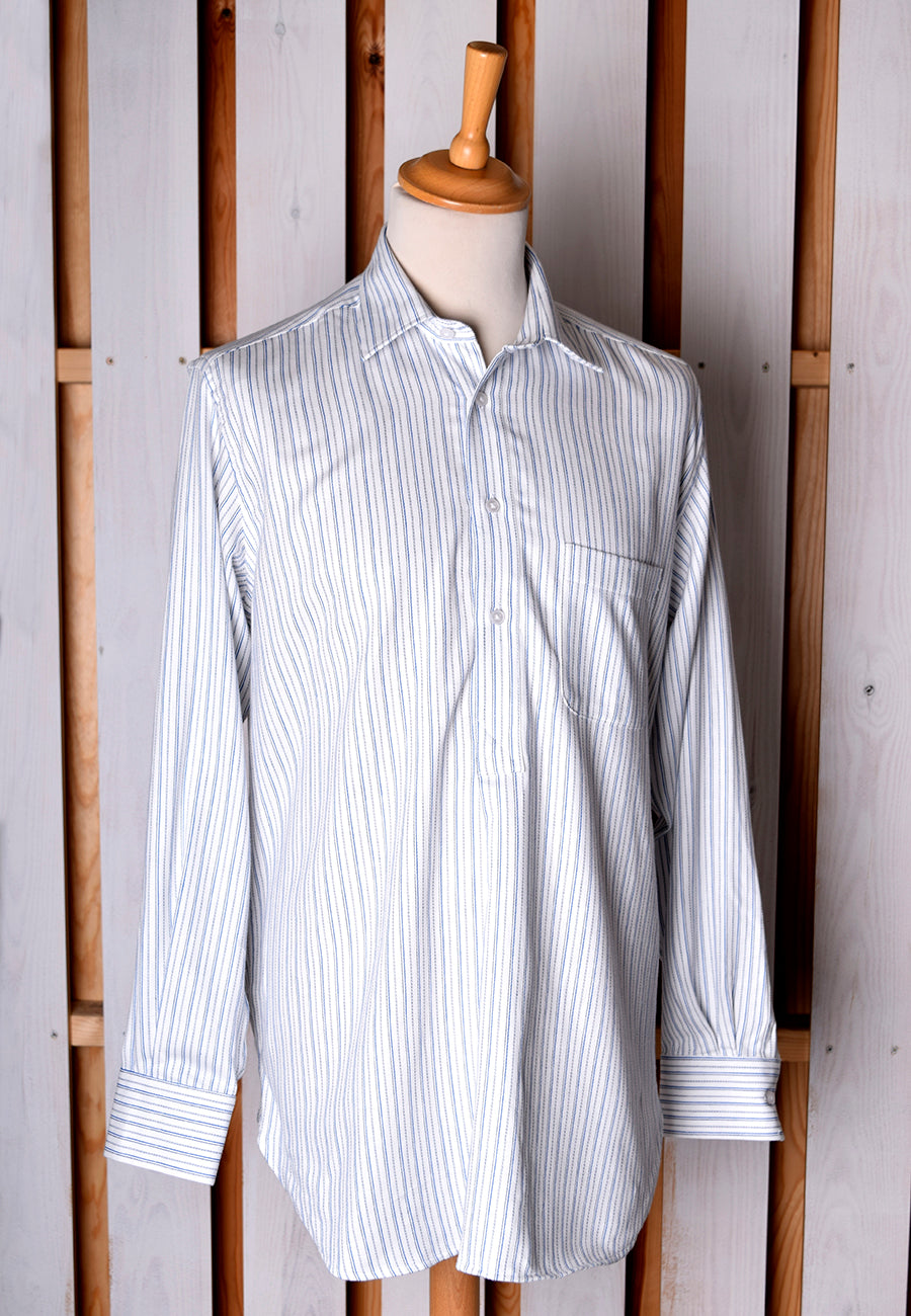 Collar Attached Blue/Black Striped Workshirt (SH220CAB)