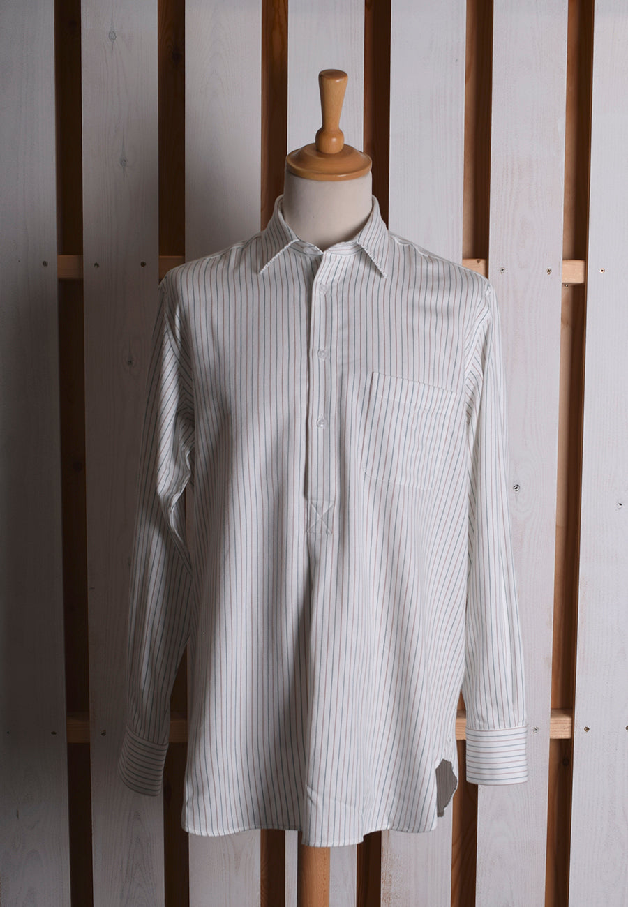 Collar Attached Green Brown Striped Workshirt (SH220CA)