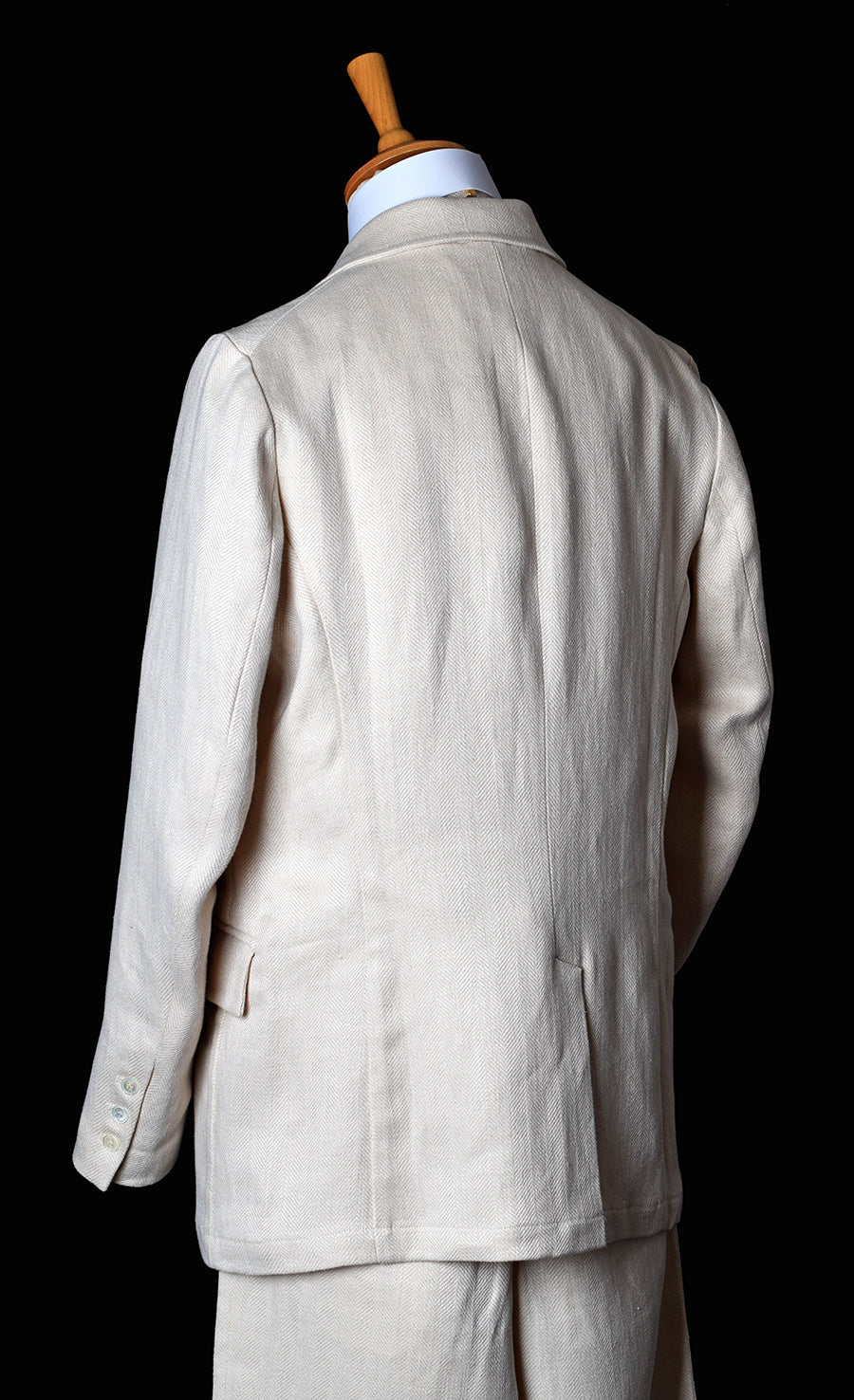 Heavyweight Ivory Herringbone Fully Lined Linen Jacket (JA933