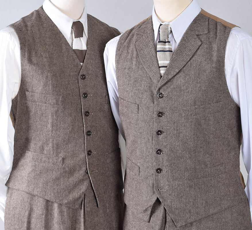 Brown Brushed Cotton Herringbone Waistcoat (WC400)