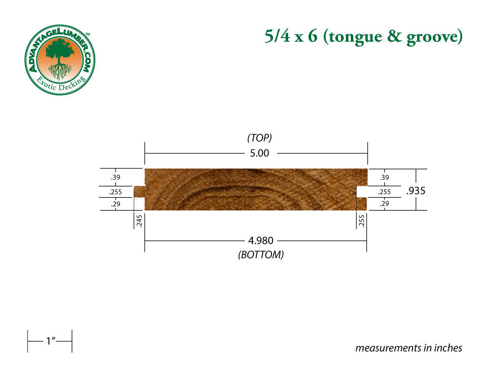 5/4 x 6 Teak Wood T&G Decking
