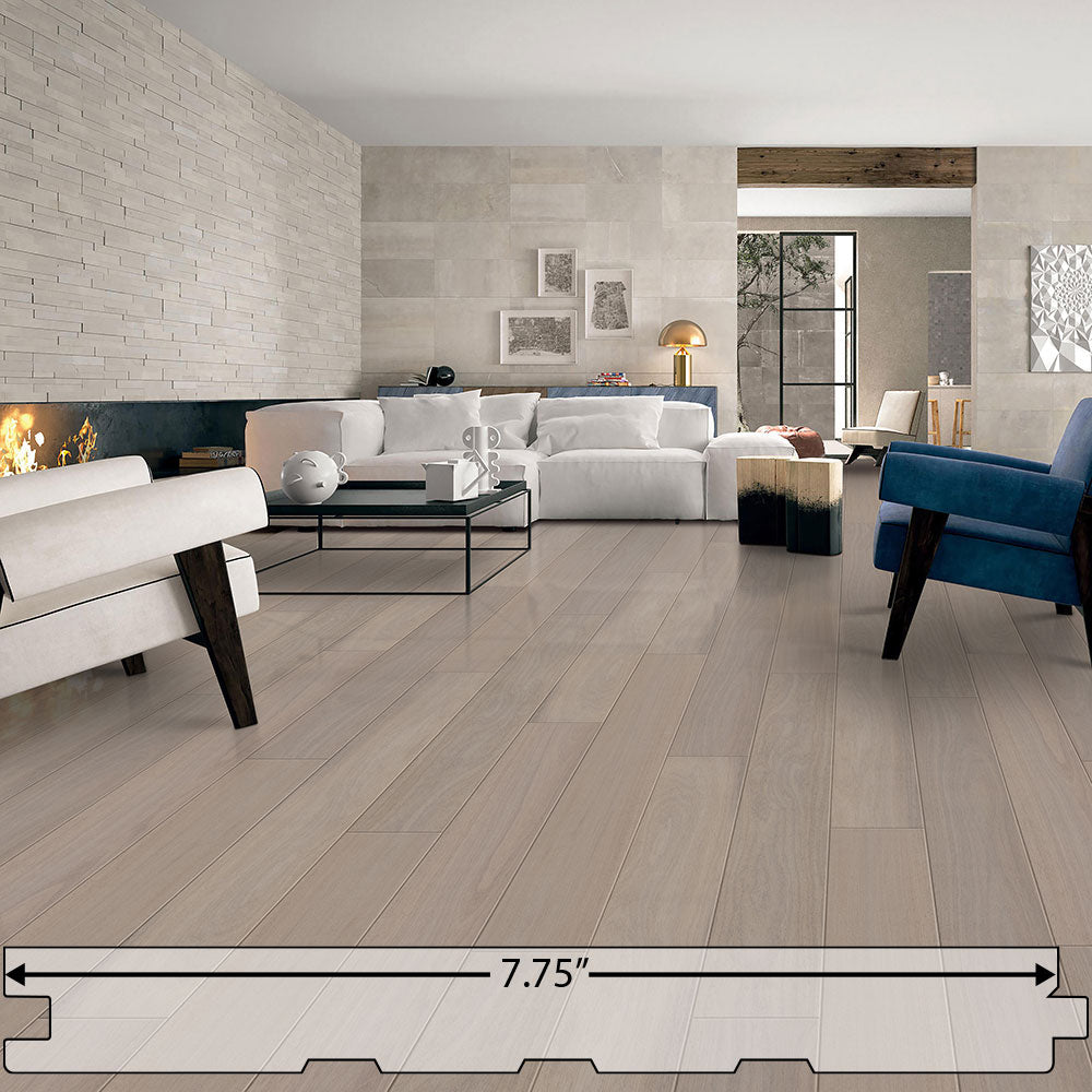 Brazilian Oak (Tauari) Dove Gray Beach Engineered Flooring 7.75″ Prefinished Matte Wire-Brushed, $6.27/sqft