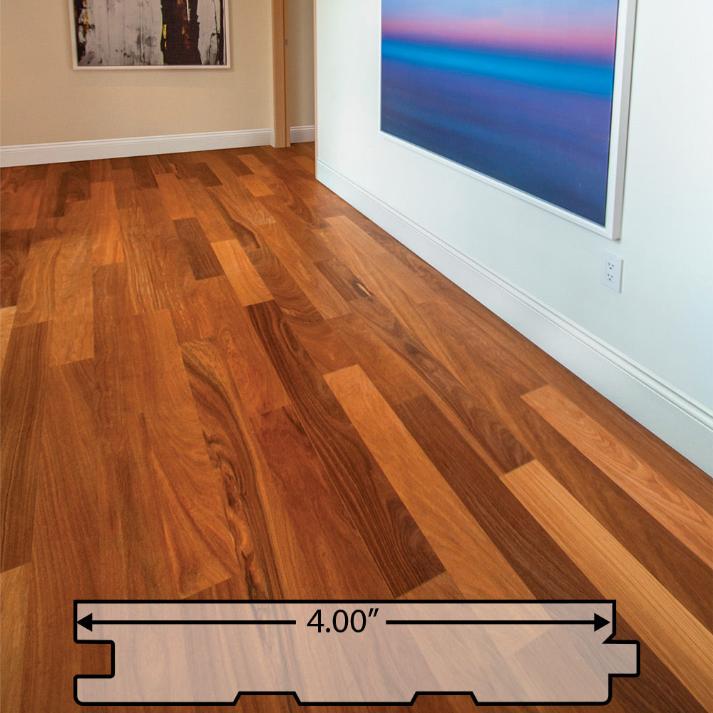 Cumaru Solid Flooring 4″ Prefinished Satin, $7.79/sqft