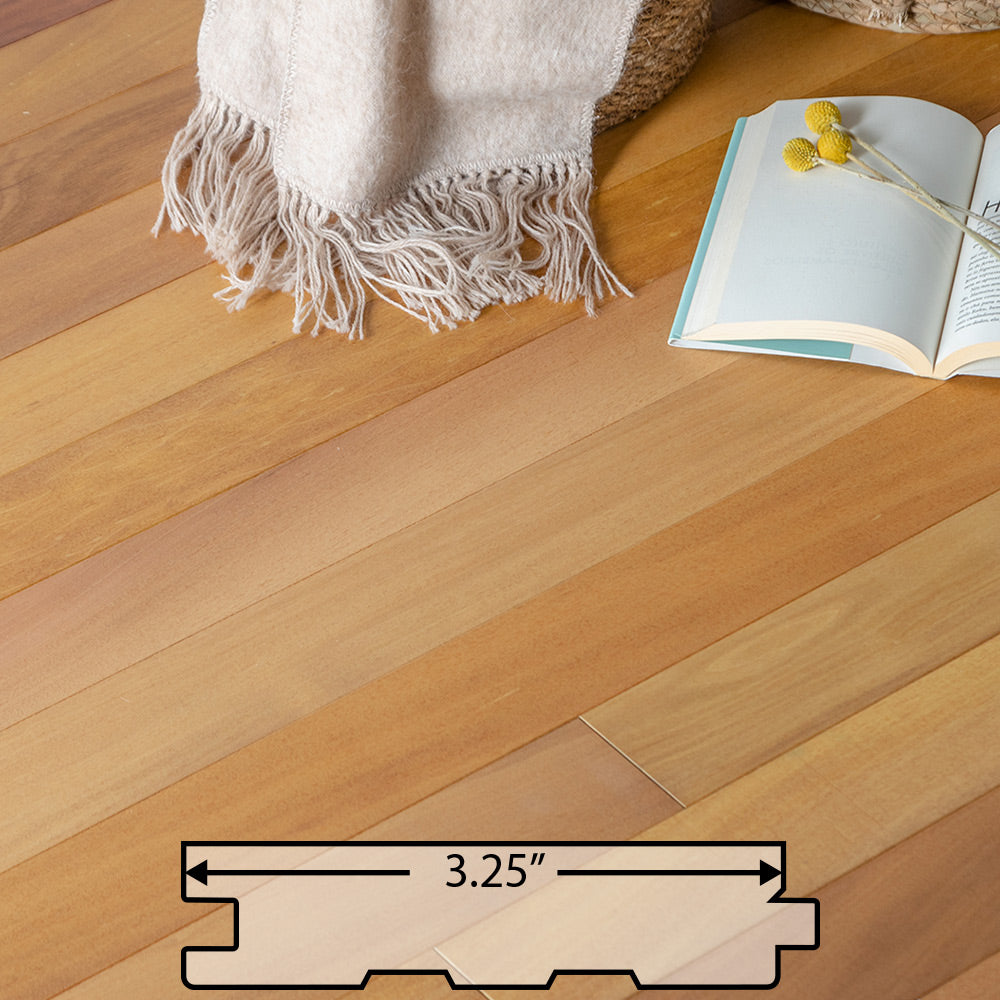 Garapa Solid Flooring 3.25″ Prefinished Satin, $5.77/sqft