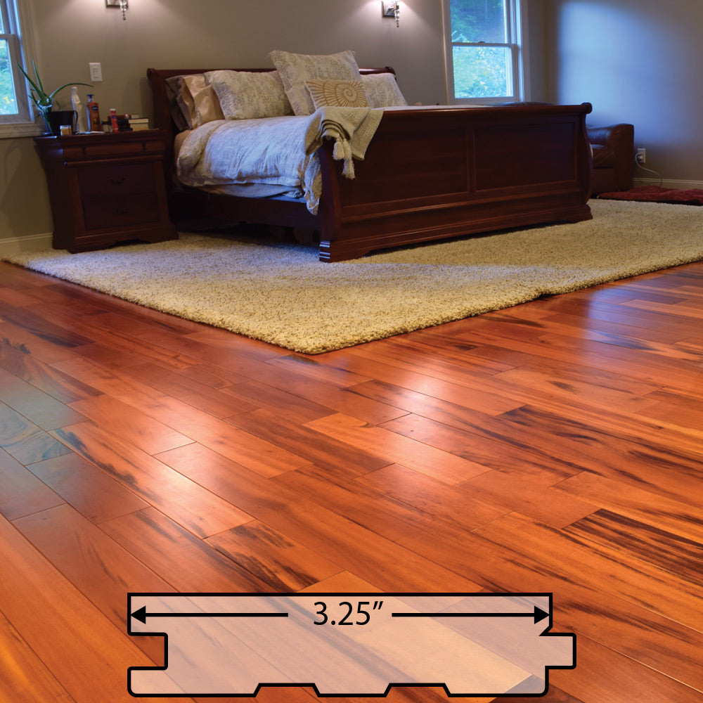 Tigerwood (Goncalo Alves, Muiracatiara, Brazilian Koa) Solid Flooring 3.25″ Unfinished, $5.47/sqft